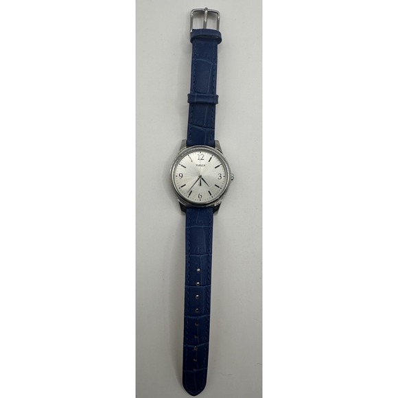 Timex Dark Blue Croco Patterned Ladies Watch T2P093 New Battery‎ 35MM 8\